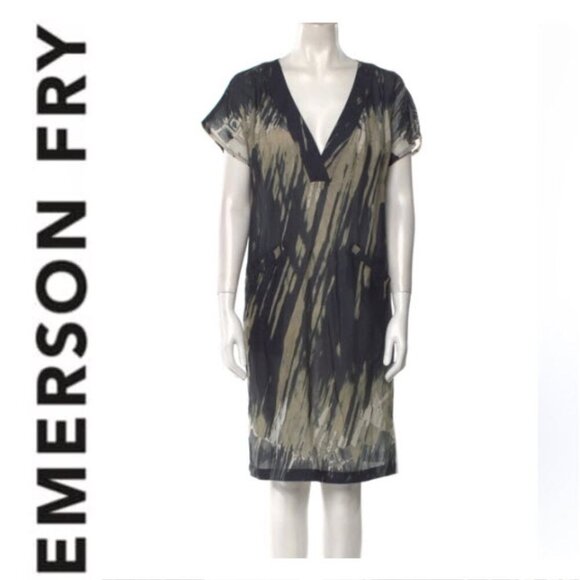 Emerson Fry Sheath dress SILK Black and Tan Dress - Picture 1 of 14